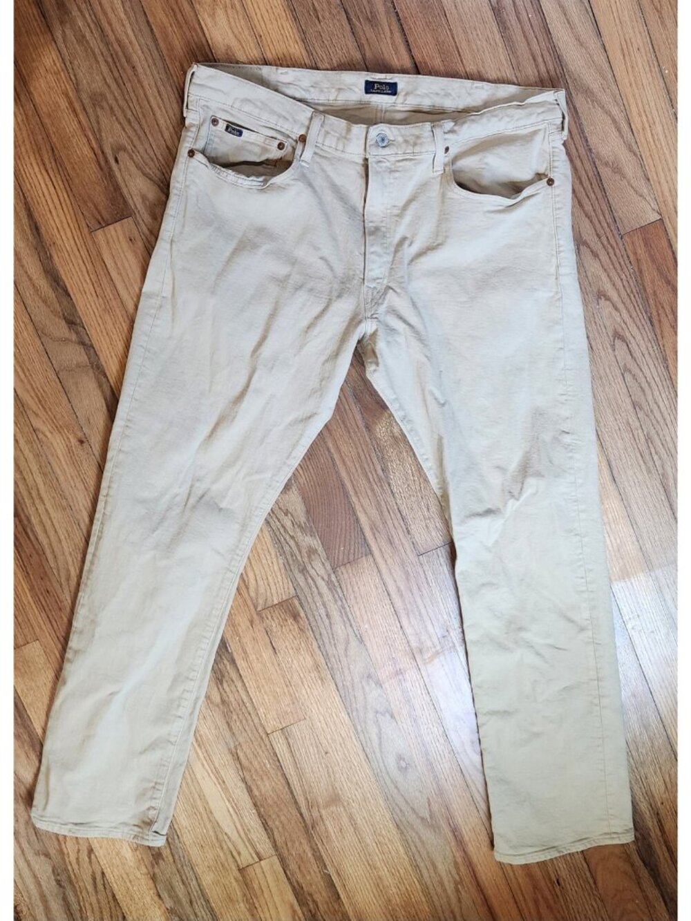 Polo Ralph Lauren Jeans Mens 38x32 Khaki Varick Slim Straight Stretch Denim